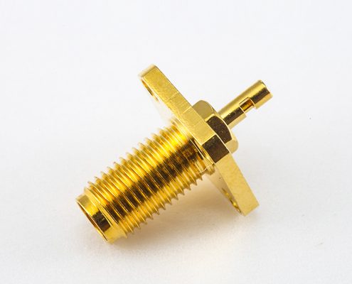 面板安裝SMA連接器4孔法蘭母頭直式開(kāi)天窗焊接式接1.13MM / 1.32MM線材