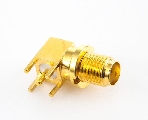 PCB SMA連接器母頭彎插前鎖穿墻