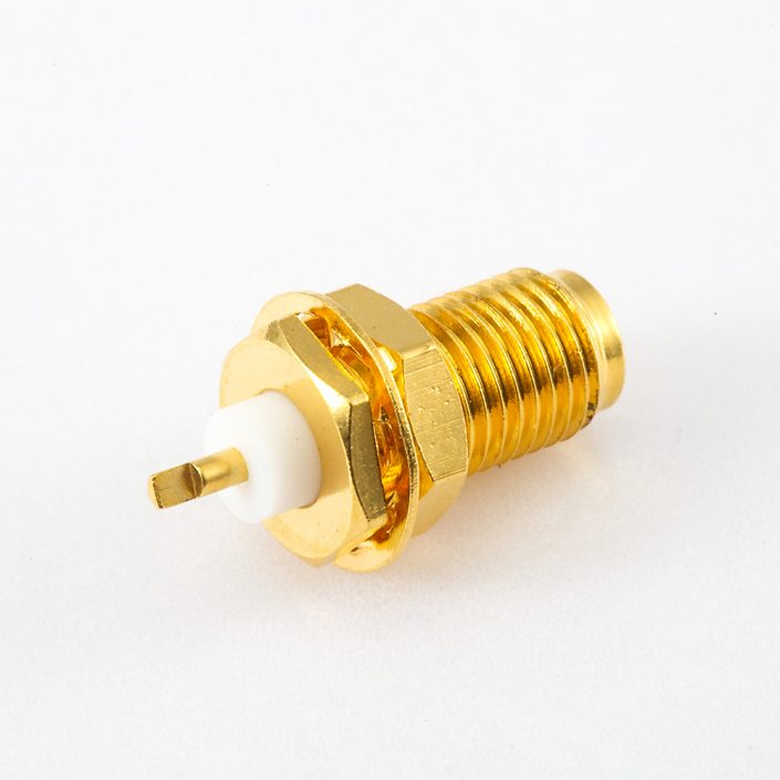 PCB SMA連接器母頭直式焊板面板安裝前鎖穿墻