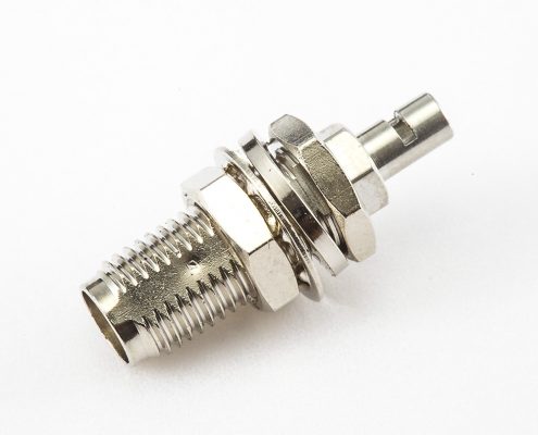 用于RG178 / 1.37mm / 1.45mmSMA螺母連接器母頭直式面板安裝前鎖穿墻開(kāi)天窗焊接式