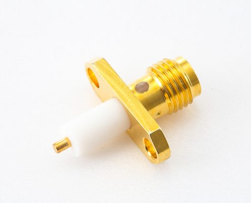 PCB SMA連接器母頭直式焊板2孔法蘭