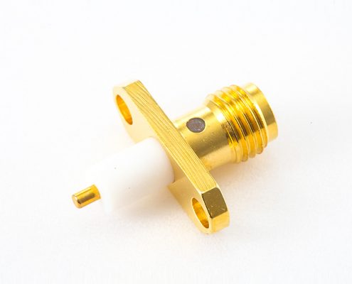 直式PCB SMA連接器母頭焊板2孔法蘭