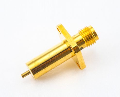 4孔法蘭SMA母頭直式連接器面板安裝焊板用于PCB