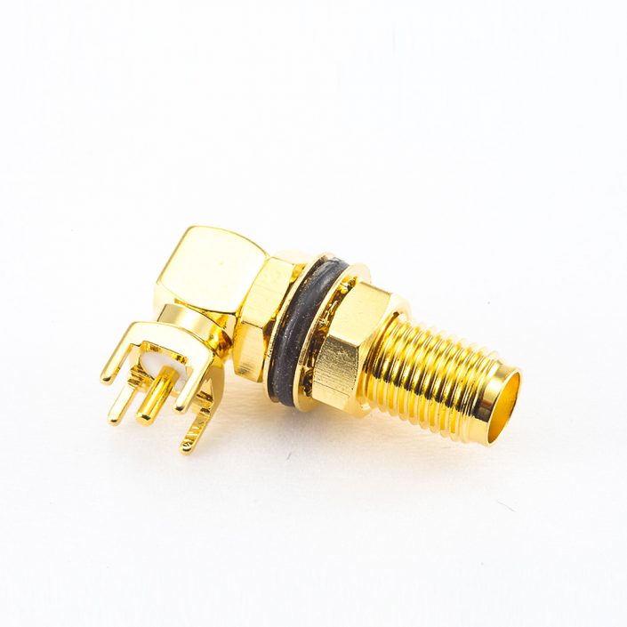 284(8) SMA連接器防水母頭PCB安裝彎插前鎖穿墻