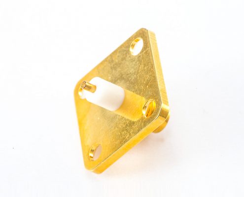 SMA連接器PCB安裝焊板母頭直式4孔法蘭