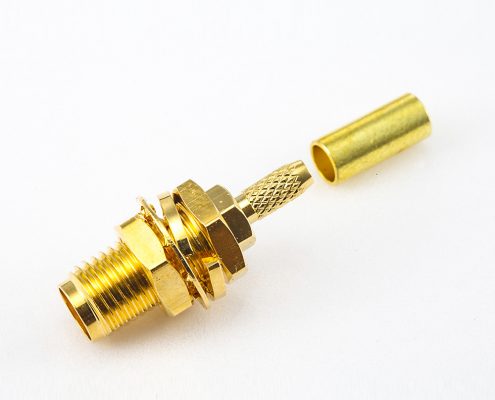 RG174 / RG316 / LMR100 SMA連接器母頭直式面板安裝前鎖穿墻壓接類型