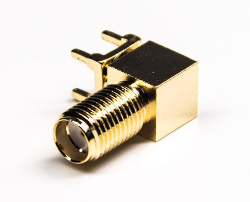 sma接頭母頭彎式穿孔式接PCB板外殼鍍金