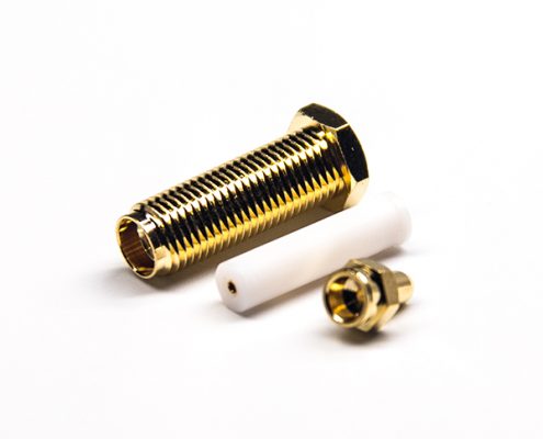 直式鍍金SMA接頭母頭帶PTFE焊線壓接式接1.37. 1.13 0.81線