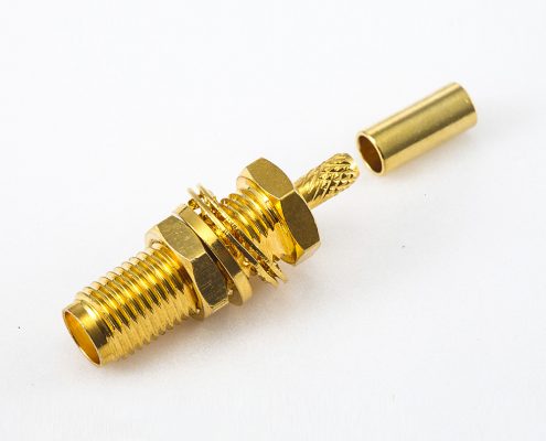 SMA面板安裝前鎖穿墻母頭連接器直式壓接用于RG178 / 1.37mm / 1.45mm