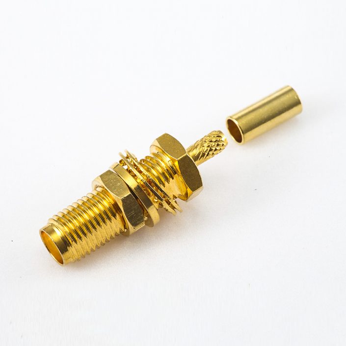 SMA面板安裝前鎖穿墻母頭連接器直式壓接用于RG178 / 1.37mm / 1.45mm