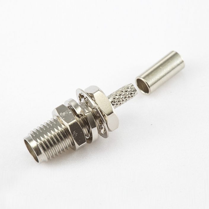 面板安裝SMA接線(xiàn)母頭直式壓接用于RG174 / RG316 / LMR100前鎖穿墻