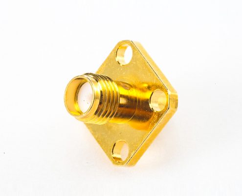 SMA接線連接器母頭直式4孔法蘭焊接用于半柔/半剛-3