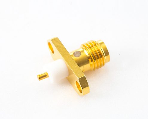 PCB安裝面板SMA連接器2孔法蘭母頭直式焊板
