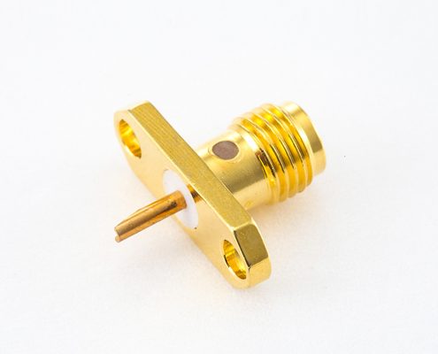 2孔法蘭面板SMA PCB安裝連接器母頭直式焊板