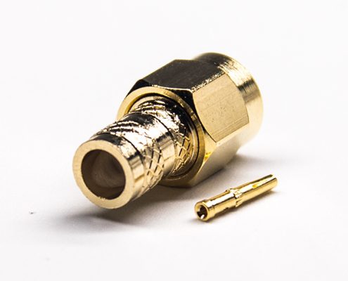 sma公頭反極接頭母頭針50歐姆鍍金壓接接同軸線纜