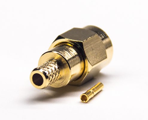 公頭反極母頭針接口SMA直式直式壓接式接線表層鍍金