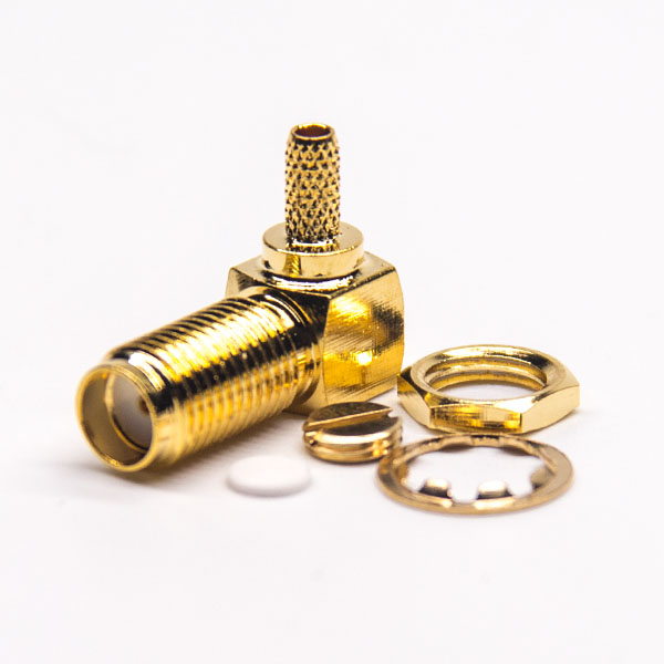 42-1 sma頭接線母頭彎式型連接器穿墻式面板安裝壓接同軸線纜