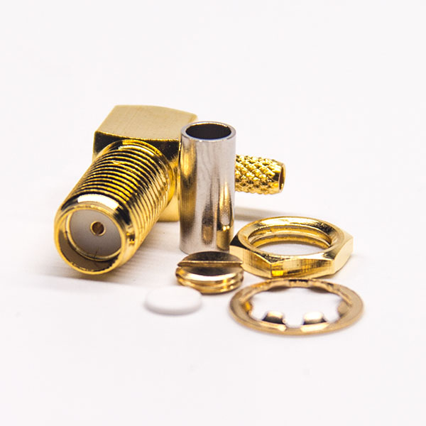 42-2 sma頭接線母頭彎式型連接器穿墻式面板安裝壓接同軸線纜