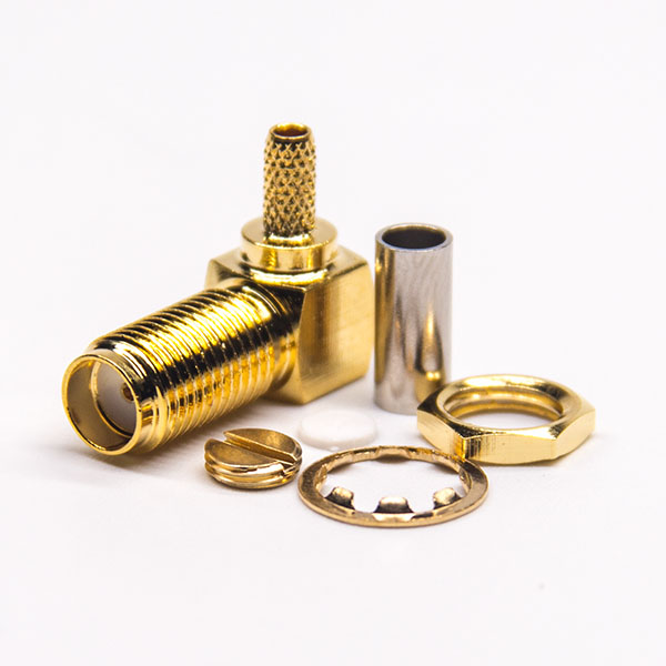 42-3 sma頭接線母頭彎式型連接器穿墻式面板安裝壓接同軸線纜