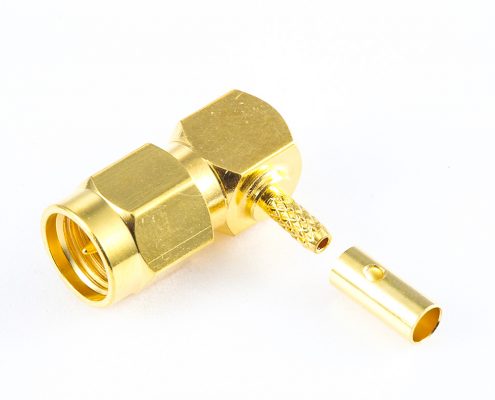 射頻SMA連接器公頭彎式壓接用于RG178 / 1.45MM