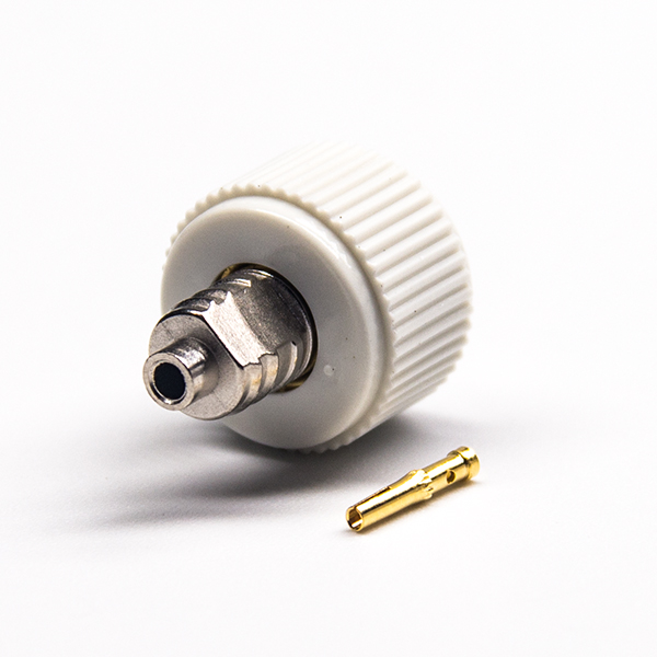 50-1 rf連接器直式公頭反極50歐姆焊接式白色塑膠外殼