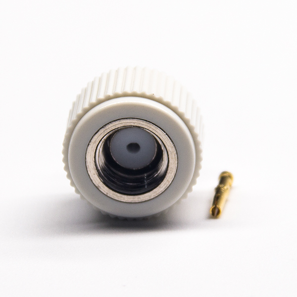 50-2 rf連接器直式公頭反極50歐姆焊接式白色塑膠外殼