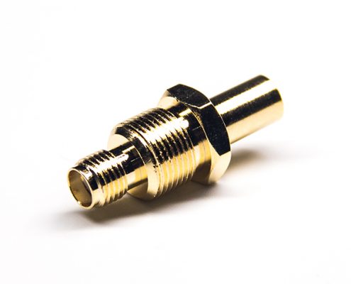 SMA母頭接頭直式鍍金前鎖穿墻焊接式50歐姆