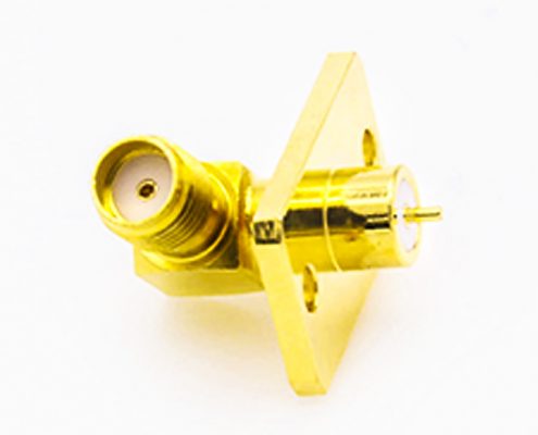 SMA法蘭安裝母頭彎式PCB安裝架2孔法蘭焊板