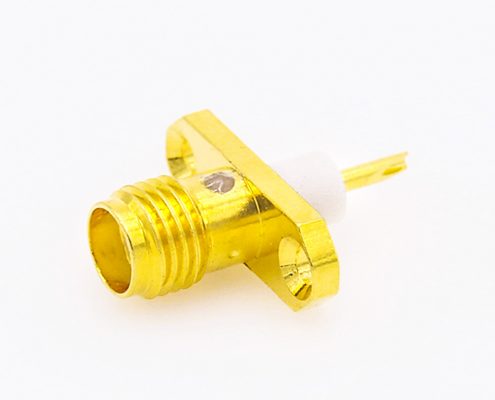 SMA母頭面板安裝連接器母頭直式2孔法蘭焊杯接線(xiàn)