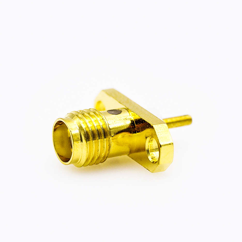 78(6) SMA連接器面板安裝2孔法蘭母頭直式焊板用于PCB安裝