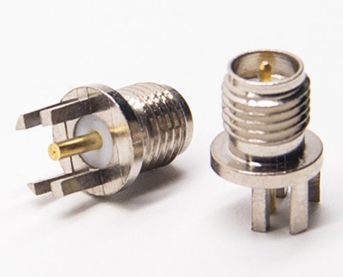 卡板式SMA接頭接PCB板母頭公頭針直式鍍鎳