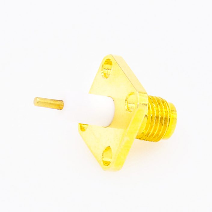 SMA連接器母頭直式4孔法蘭PCB安裝焊板