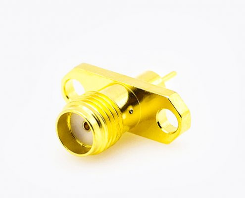 直式SMA連接器母頭面板安裝焊板2孔法蘭用于PCB安裝