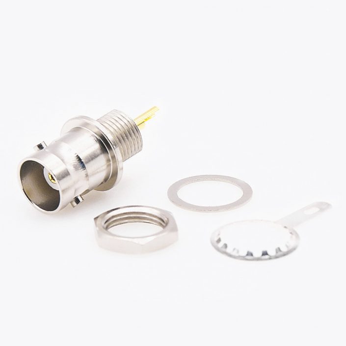 EB-001-0352 BNC后鎖穿墻連接器75Ω母頭直式面板安裝焊接接線接地