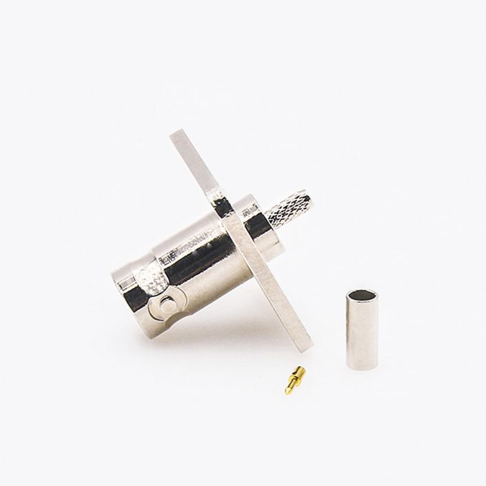 EB-001-0362 面板安裝BNC連接器4孔法蘭母頭直式接RG174/RG316c