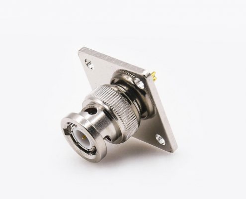 BNC連接器公頭直式接線焊接4孔法蘭