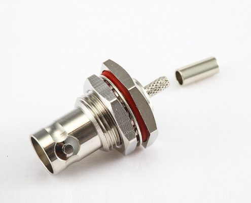 后鎖穿墻BNC連接器接線(xiàn)母頭直式壓接