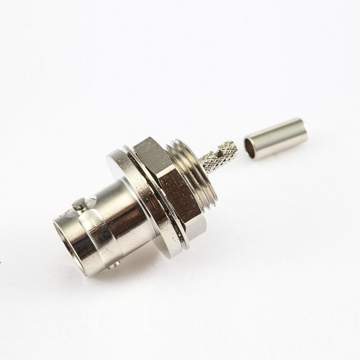 EB-001-0427 BNC壓接用于RG174/RG316后鎖穿墻母頭直式連接器
