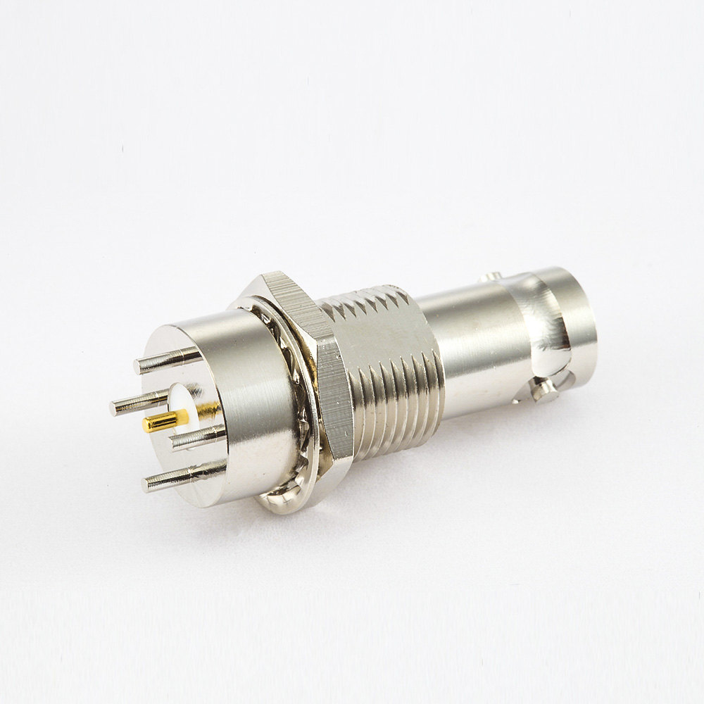 EB-001-0428 PCB安裝BNC50Ω母頭直式連接器前鎖穿墻插孔