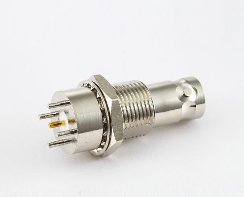 50ΩBNC連接器用于PCB母頭直式前鎖穿墻插孔