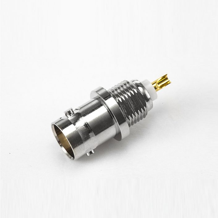 EB-001-0444 75Ω焊接杯型接線BNC連接器母頭180度面板安裝后鎖穿墻