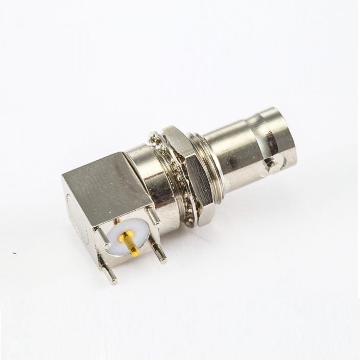 EB-001-0459 面板安裝前鎖穿墻BNC連接器插孔彎式PCB插孔50Ω
