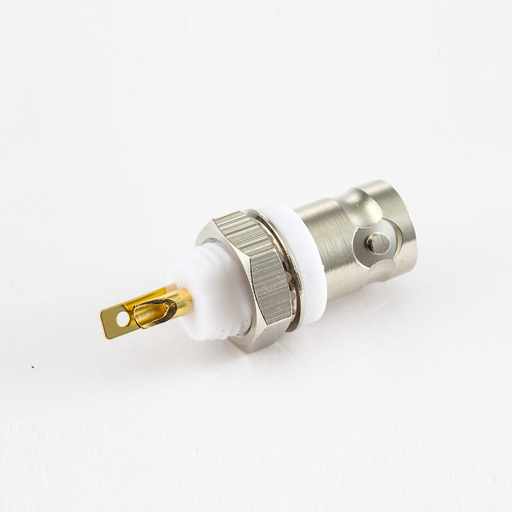 EB-001-0471 焊杯型BNC連接器母頭180度螺母面板安裝后鎖穿墻接線