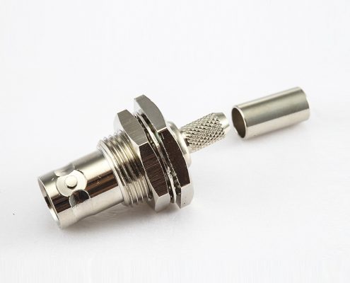 RG58/RG142BNC連接器壓接母頭180度面板安裝前鎖穿墻