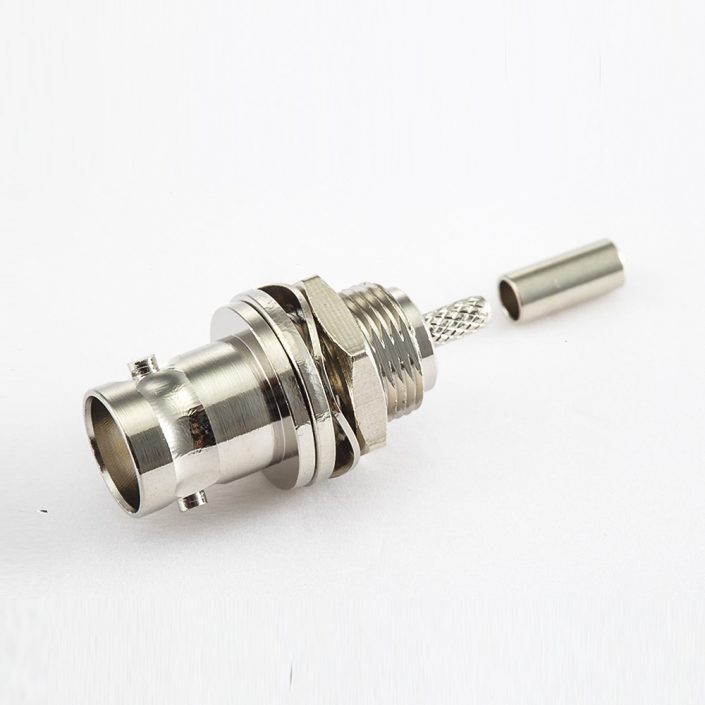 EB-001-0493 RG174/RG316BNC連接器母頭180度面板安裝后鎖穿墻
