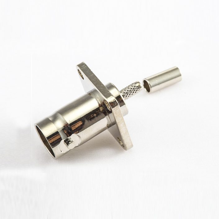 EB-001-0499 RG174/RG316BNC連接器的壓接接線母頭180度4孔法蘭