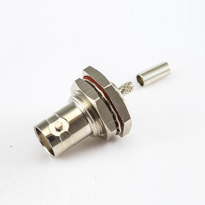 EB-001-0500 RG174/RG316壓接BNC連接器母頭180度面板安裝前鎖穿墻