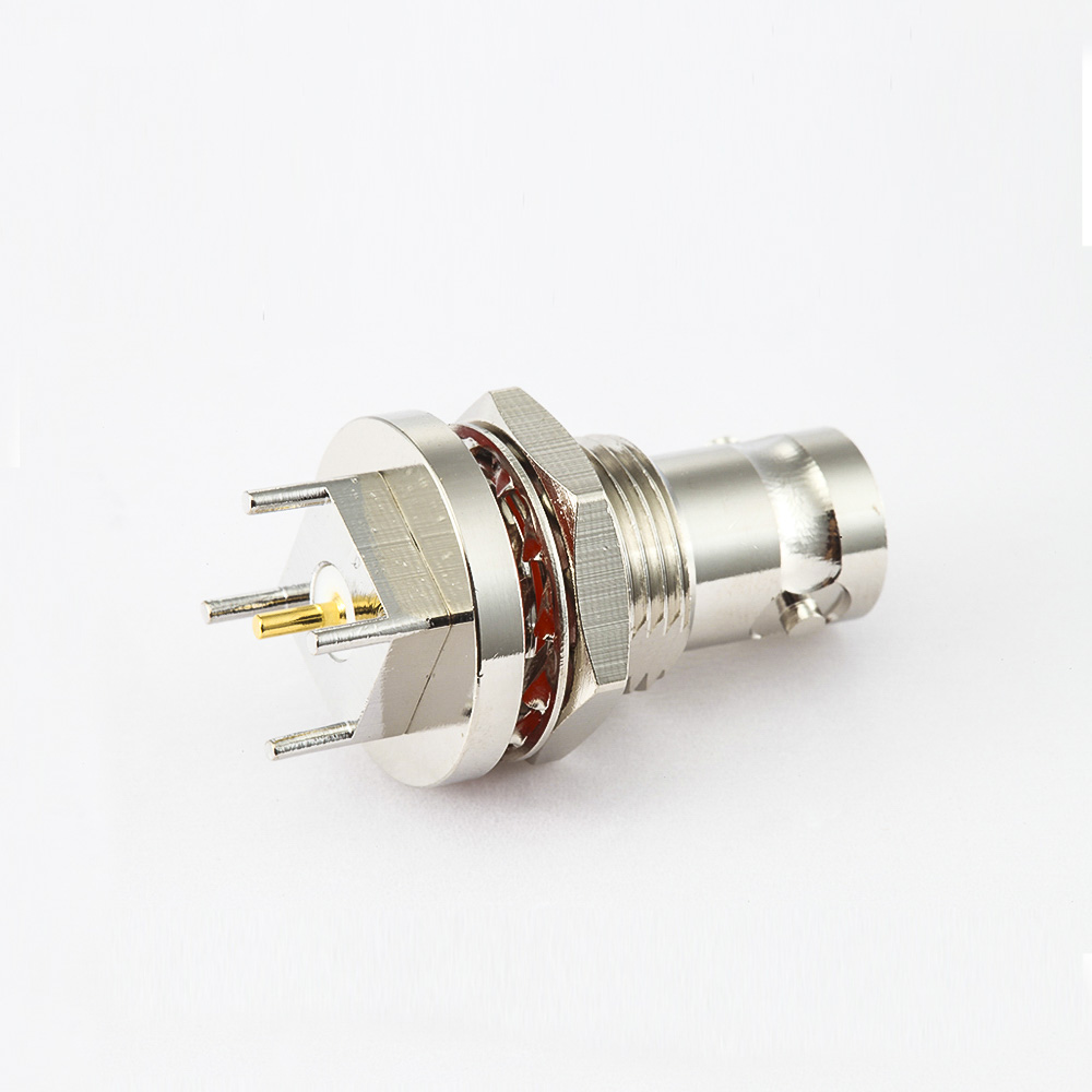 EB-001-0501 母頭BNC連接器PCB安裝直插孔50ohm前鎖穿墻