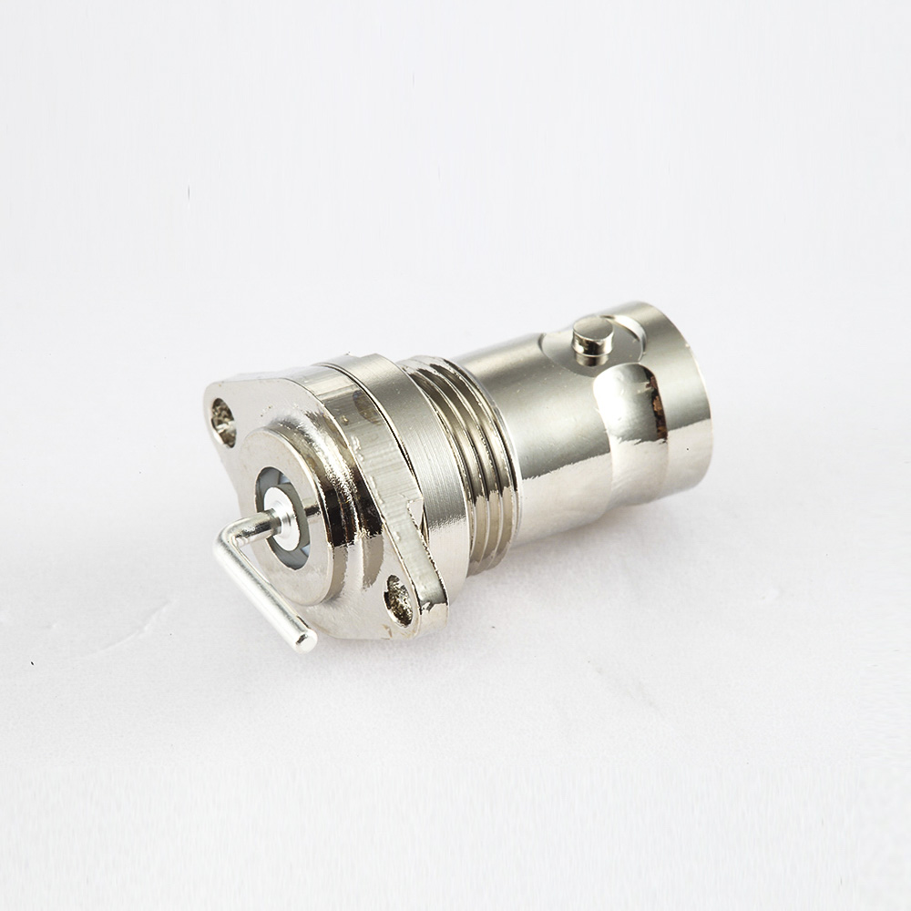 EB-001-0502 母頭BNC連接器PCB安裝成角度的插孔50ohm前鎖穿墻2孔法蘭