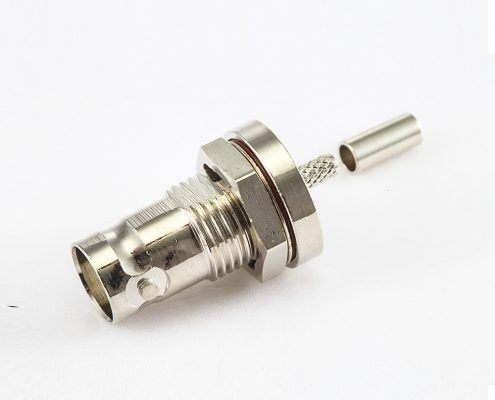 面板安裝的后鎖穿墻BNC母頭180度連接器壓接接線用于RG174/RG316